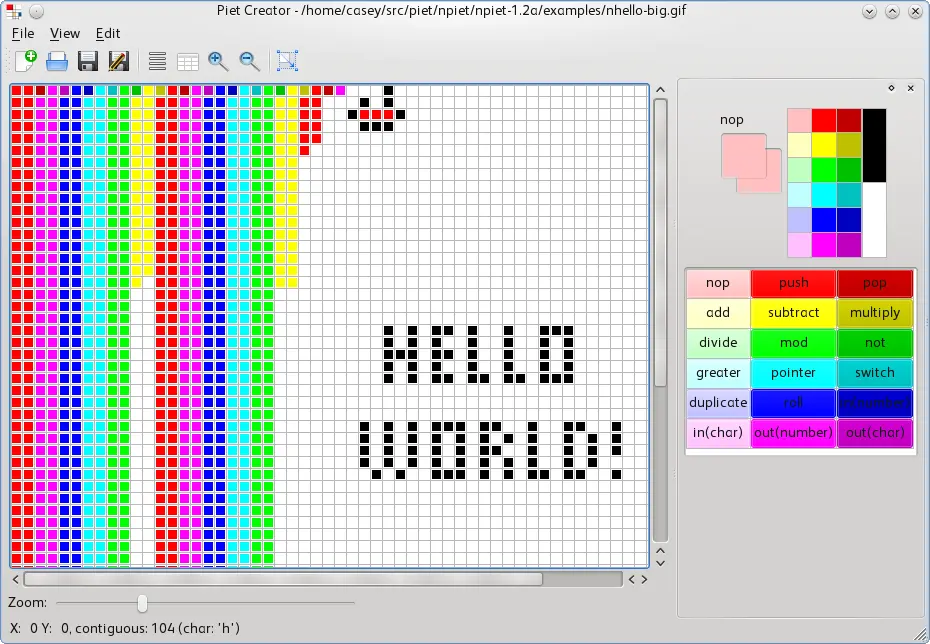 Screenshot of Piet Creator in development mode