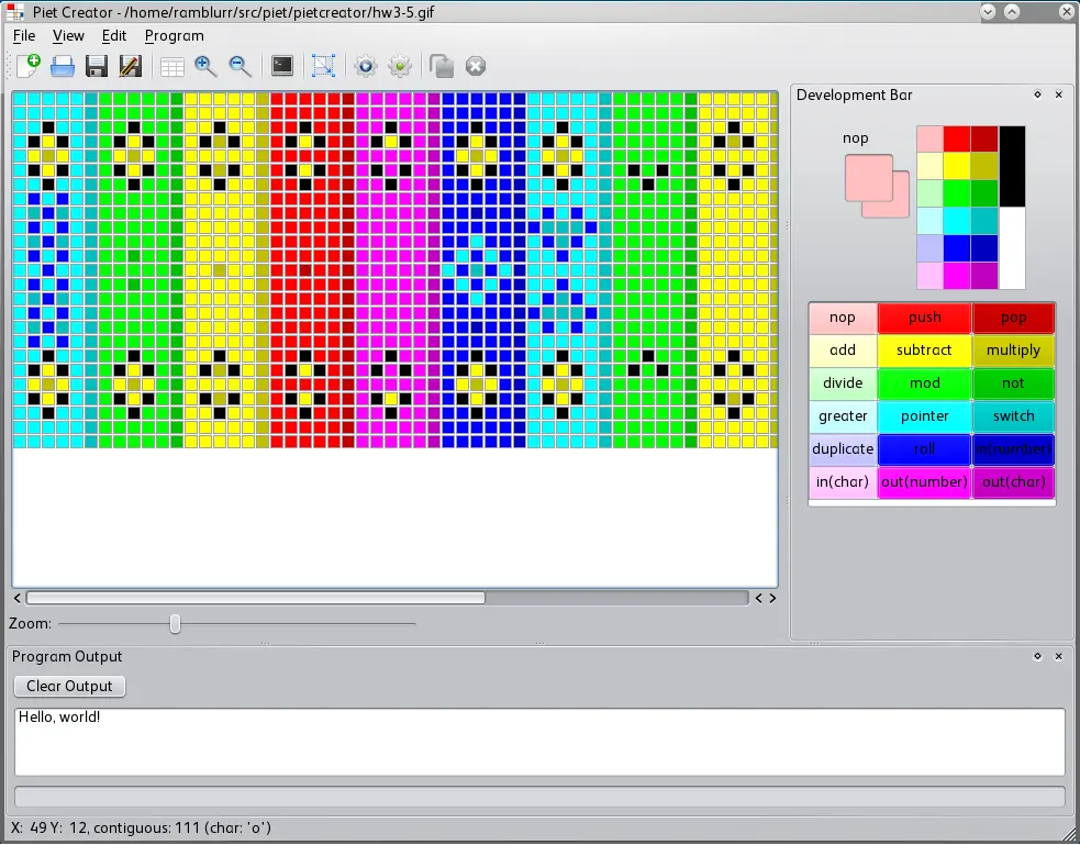 Screenshot of Piet Creator in development mode